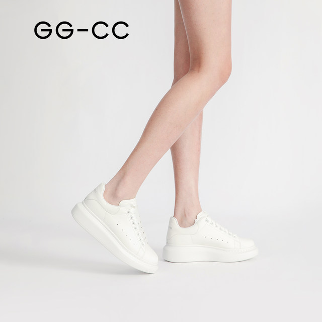 GGCC Autumn New Fashion White Shoes Women's Thick-soled Increased Versatile Sports Low-top Casual Shoes Women's Ins Trend