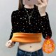 Warm T-shirt for women plus velvet thickened base shirt for women in winter velvet new style polka dot top for mothers
