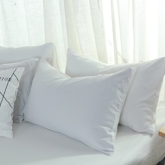 Japanese style unprinted washed cotton pillowcase pillowcase single pillow leather 48x74cm hotel B&B pure white simple