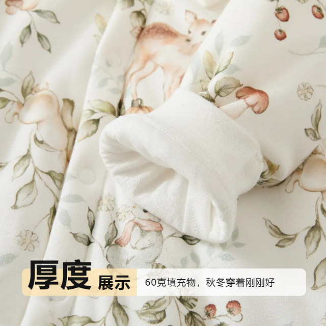 Newborn baby 0-2 years old Category A autumn and winter one-piece baby 60g quilted thickened and warm outdoor romper