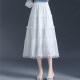 White lace spliced ​​skirt versatile elastic high waist slim A-line umbrella skirt cake skirt long skirt summer skirt