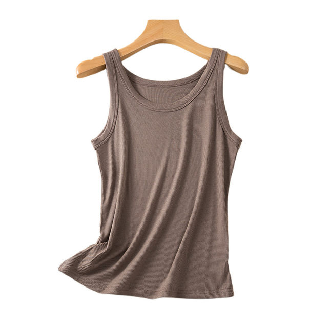 Threaded modal camisole women's summer sleeveless inner layering shirt anti-exposure cover-up knitted top for outer wear