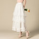 Temperament lace mesh skirt for women 2025 summer new high-waisted slim sweet and fluffy cake A-line long skirt
