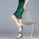 Retro printed short skirt hip skirt for women in summer 2025 new skirt high waist slim commuter slit one-step skirt