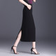 Black commuter slit skirt one-step skirt for women in summer 2025 new high-waisted slim hip skirt midi skirt
