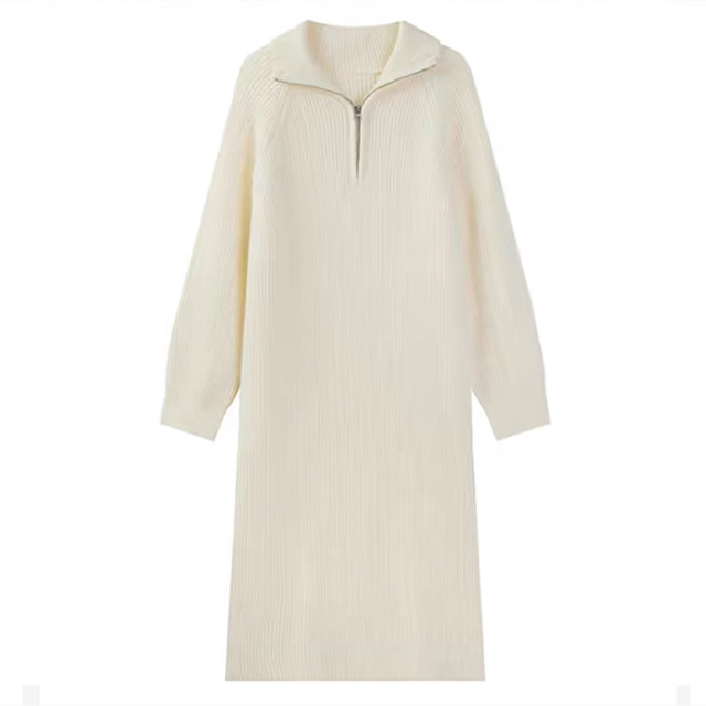 Autumn and winter half -high neckline thin dress female micro -fat size fat MM medium long loose and loose meat lazy wind knitted skirt