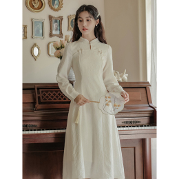 Autumn modified version of cheongsam female summer daily maiden young new Chinese cool zen long sleeved dress