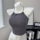 American halter neck halter vest for women in summer wear with chest pad beautiful back and inner black hot girl short top