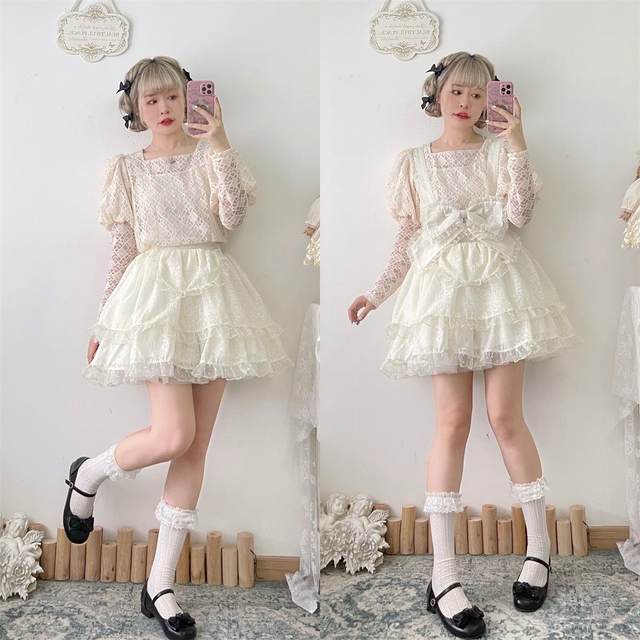 Labeau-Tao Lisi-Homemade Japanese Girls Sensing Puff Puff high-waisted A-line skirt Skill skirt