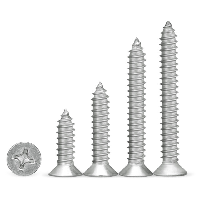 304 stainless steel cross countersunk head self-tapping screw flat head wood screw lengthening screw M2M3M3.5M4M5M6M8M