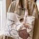 Casual large capacity bag for women summer new cartoon bear canvas bag for college students commuting for class one-shoulder tote bag