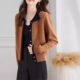 Temperament color-blocking lapel knitted cardigan for women for women's short 2025 spring and autumn new high-end exterior sweater jacket top

