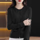 2024 spring and summer new style of Quzhu round neck solid color knitted cardigan for women's thin style loose knitted top