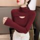 Half-high neck hollow base shirt for women in spring and autumn green sweater fashionable 2024 new slim fit knitted sweater
