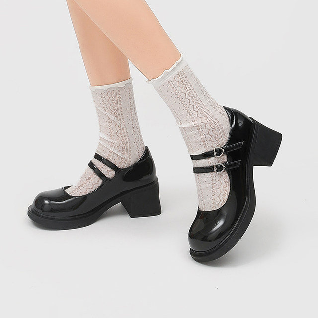 Xiangxiang characters double with Maryzhen shoes female 2023 summer new thick sole thick heel women's round head shallow mouth retro single shoes
