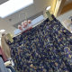 Thickened lined floral mid-length skirt for women 2024 autumn style pleated pleated printed skirt drapey crotch-covering A-line skirt