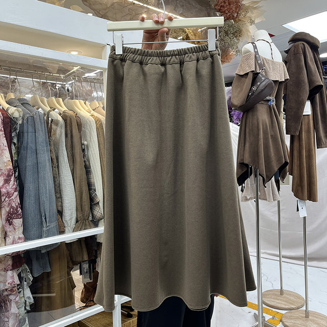 2024 autumn and winter new retro woolen skirt versatile temperament, vertical sense umbrella skirt, small, long A -line skirt
