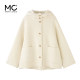 MC2m white double -sided wool temperament woolen women's short winter new fashion hooded hat gentle early winter wear

