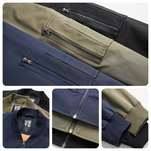 Half ink large size men's bomber jacket men's loose three-defense spring new fat sports baseball uniform