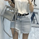 Spot Korean Dongdaemun Women's Clothing 2025 Summer Korean Fan Chun wants to make old, white irregularly ripped denim skirt