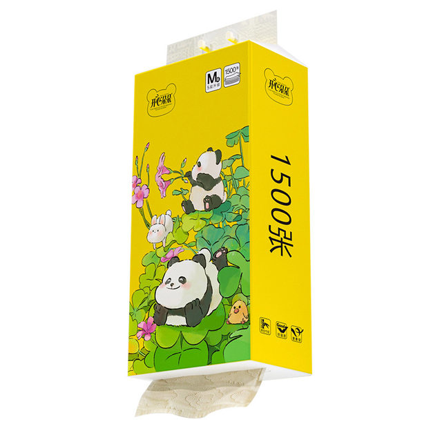 Happy Duoduo hanging paper-pumping bamboo pulp natural color toilet paper for mother and baby household affordable napkin toilet paper toilet paper