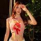 
Pink sweet and spicy cartoon rabbit printed round neck slim and versatile sexy short-sleeved shoulder T-shirt women's dopamine top
