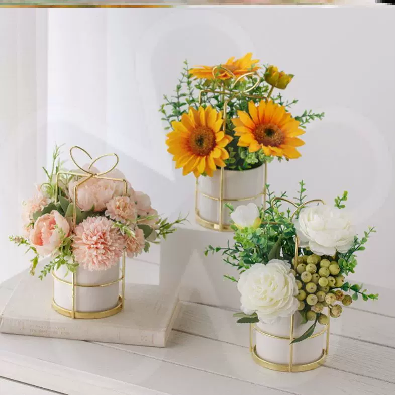 北欧仿真花假花桌上摆件塑料绢花花束家居装饰摆设客厅摆