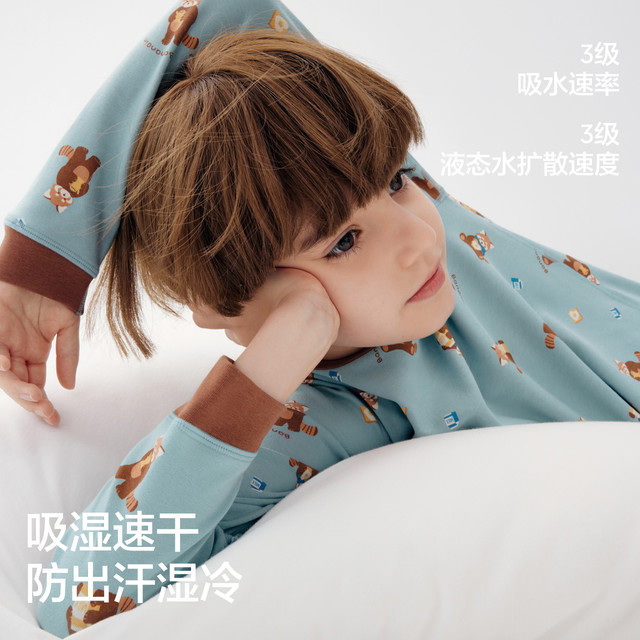 Jiaonei Mianmian 520Home children's pajamas boys long-sleeved suits girls autumn clothes long trousers printed home clothes