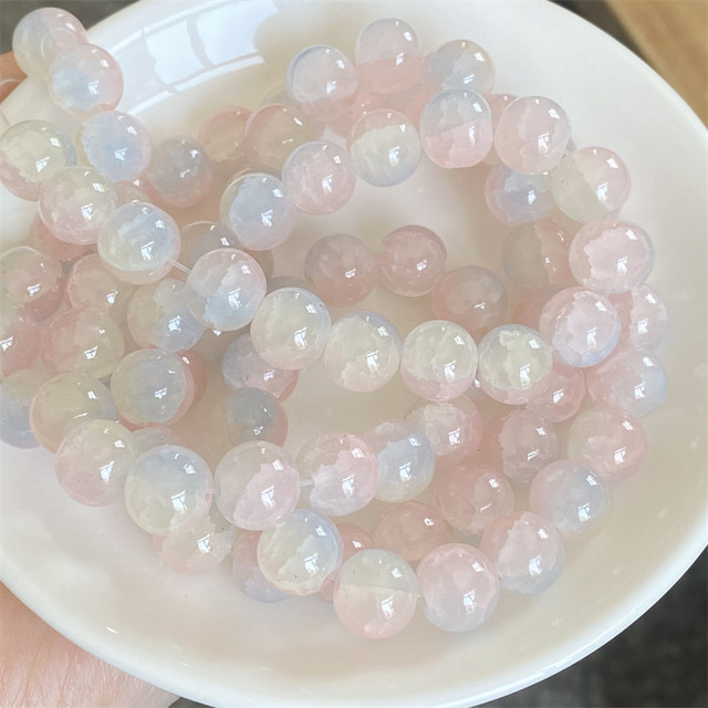 50 pieces of 8/10mm glass imitation jade broken flower beads explosion beads diy beaded bracelet necklace handmade materials