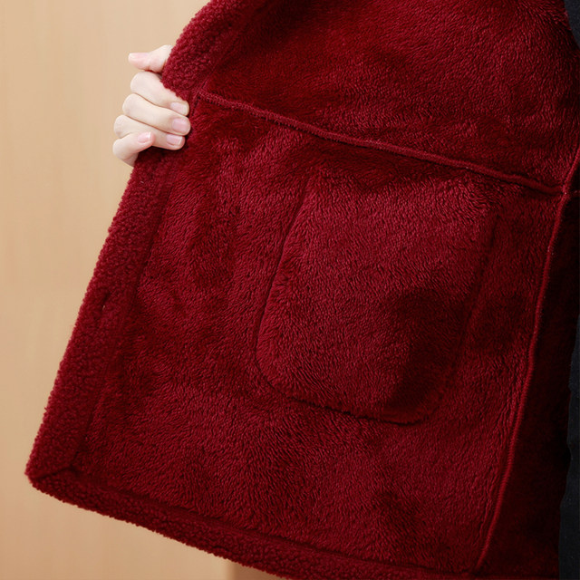 Fat Mom's Large Size Granulated Velvet Coat Grandma's Plus Thick Cotton Jacket Middle-aged and Elderly Women's Autumn and Winter Women's Warm Large Clothes