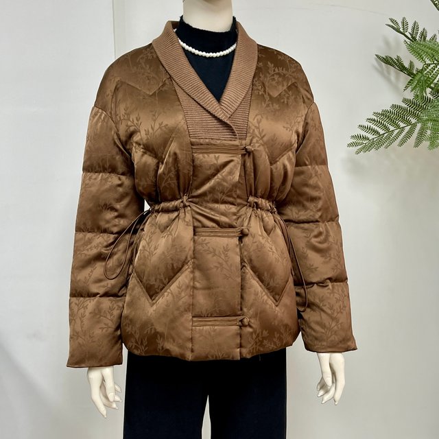 Mother's Winter Down Jacket Women's Waist Slimming Short Jacket White Duck Down Cotton Jacket Middle-aged and Elderly Thickened Warm Cotton Jacket