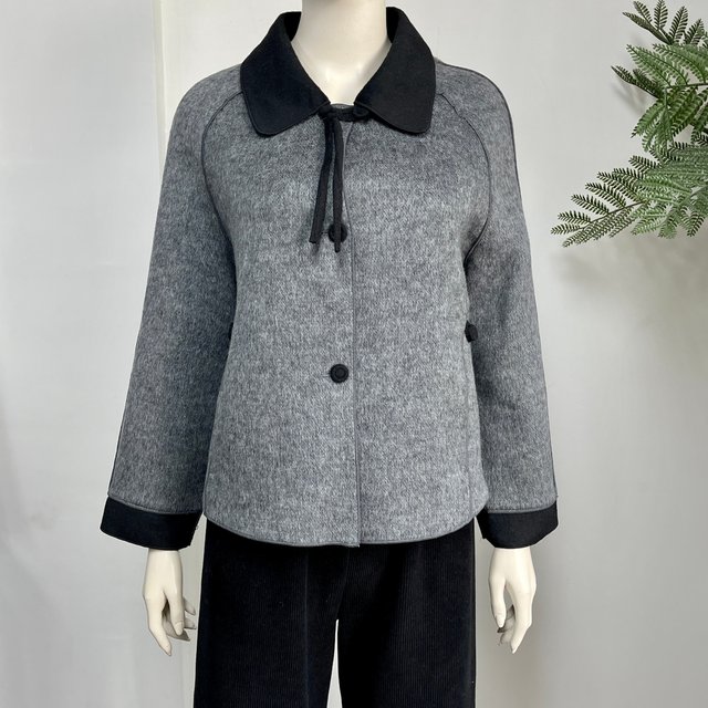 Double-sided wool coat for women, short woolen coat for small people, middle-aged women and mothers, fashionable warm lapel tops