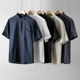 Summer thin pure linen short-sleeved T-shirt for men loose large size Chinese style cotton linen half-sleeved T-shirt and linen shirt