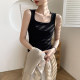 Black square collar suspender vest for women 2025 new summer wear wide shoulder straps cotton bottom sleeveless top
