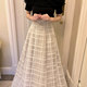 Halway skirt plaid transparent horn skirt [TU1082]
