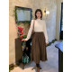 Princess Zilulai folding fan~ versatile mid-length high-waisted A-line pleated skirt 06X