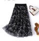Silk skirt summer elastic waist skirt mulberry silk long skirt fairy skirt print high waist cover flesh to make you look thin