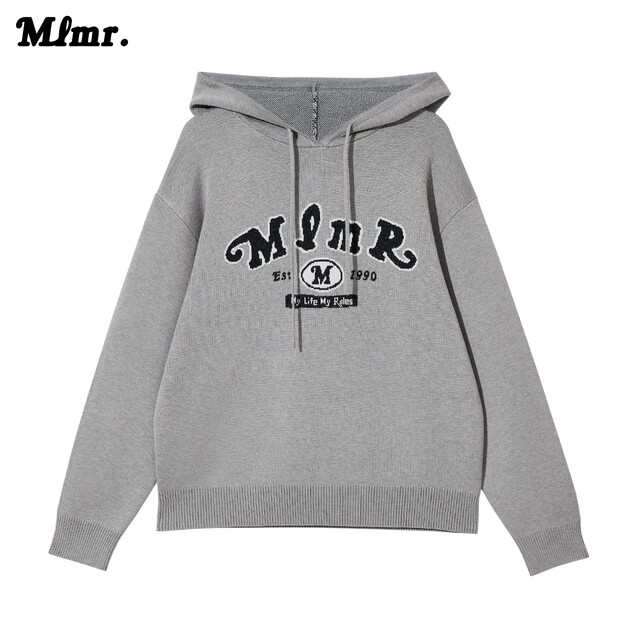 Mlmr autumn loose comfortable chest retro library pattern drawing hooded design knitwear sweater men's same paragraph

