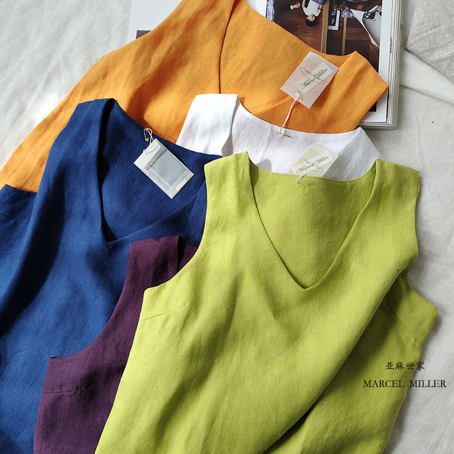The sharing price is so cheap that French linen has a strong texture. Pure linen vest is comfortable and simple, practical and cool.