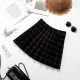 Pleated skirt female autumn and winter hair grid skirt high waist tight large size A -line skirt Short models thin winter skirt
