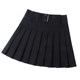 High -waisted pleated skirt Female A -character is thin autumn and winter elastic loose short skirt Black umbrella skirt design feels letters