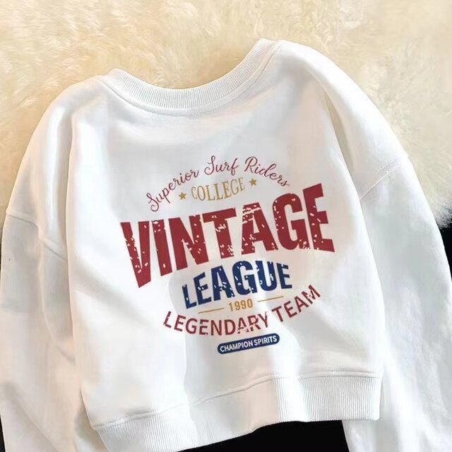 Pure cotton round neck short sweatshirt for women 2025 new spring and autumn thin printed long sleeves high waist short top autumn