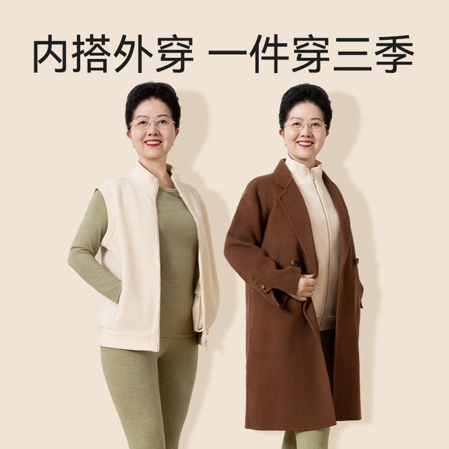 Middle-aged and elderly women's vest, Ollie velvet stand-up collar, zipper, cold-proof and warm vest, autumn and winter outer wear vest, mother's vest