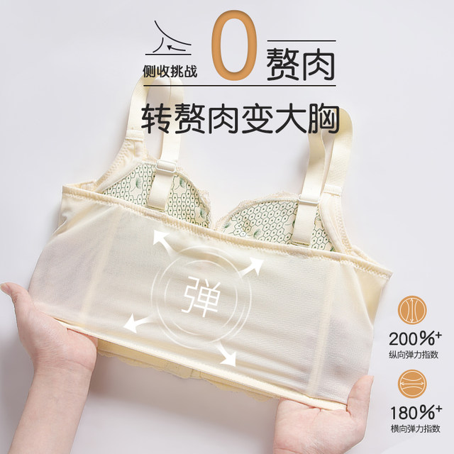 Front-button underwear for women with small breasts to push up and look bigger. Centralized adjustment type to close side breasts and prevent sagging. Sexy anti-expansion bra.