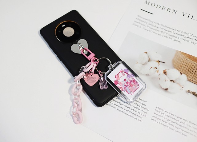 Mobile phone case decoration metal love mobile phone case sticky hook button diy accessories mobile phone chain with pendant cartoon