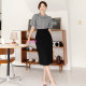 New summer skirt slim slim suit women's skirt double pocket mid-skirt high-waisted professional skirt workwear one-step skirt
