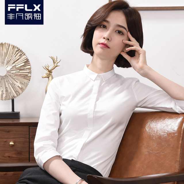 Professional commuting white shirt for women in three-quarter sleeve workwear formal wear business half-sleeved workwear formal wear interview mid-sleeved shirt