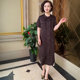 Summer short-sleeved Chinese-style silk satin jacquard dress, fashionable age-reducing mother's dress, Xiangyun gauze western-style long skirt