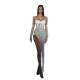 Independent Station Amazon Hot Sale White Diamond Sling Long Skirt Sexy Slit Cocktail Party Evening Dress
