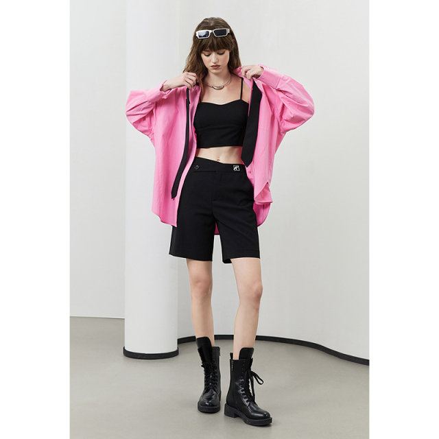 Black casual pants for women high waist wide-leg pants kbne2025 summer clothing hot straight five-point pants
